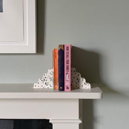 Christmas Gift Box Black and White Stepped Terrazzo Bookends Set of 2Lightning Marketing