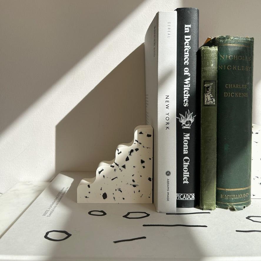 Christmas Gift Box Black and White Stepped Terrazzo Bookends Set of 2Lightning Marketing